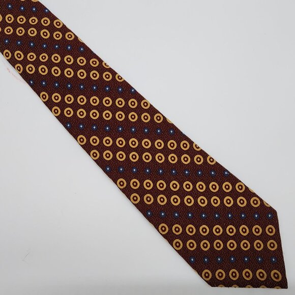 Necktie Superba Sugar & Spice Geometric Stripe Brown Blue 4" W 53.5" L 1970s - Picture 3 of 5